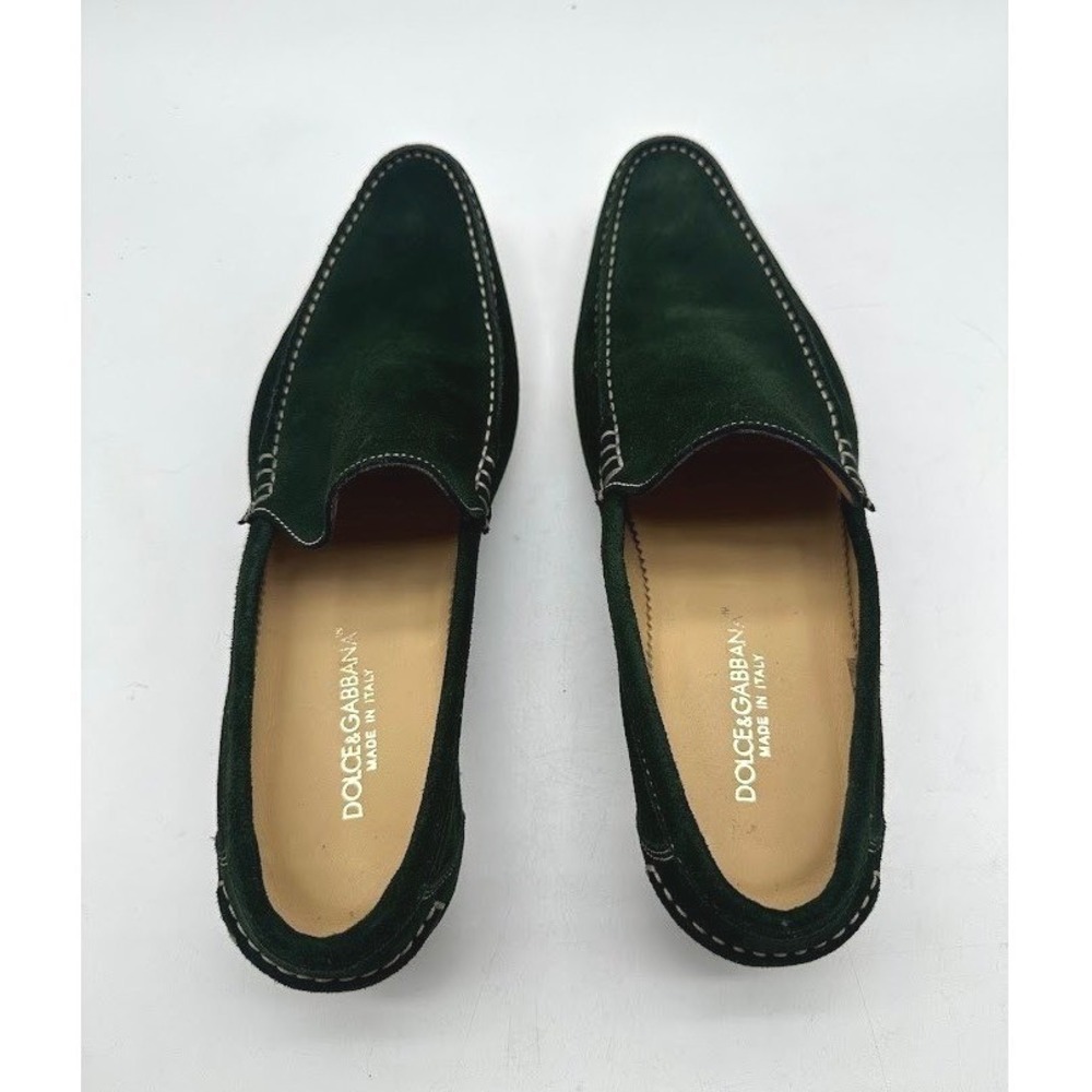 Dolce & Gabbana Mens Green Suede Loafers IT 39 US 6 Made in Italy 8174 1314